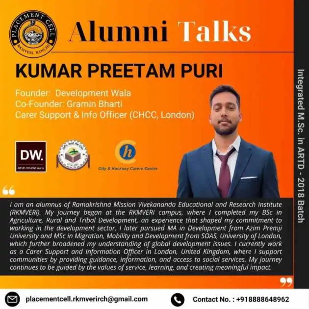 RKMVERI Alumni Interaction Session on Interview Preparation & Career Readiness by Kumar Preetam Puri Development Wala